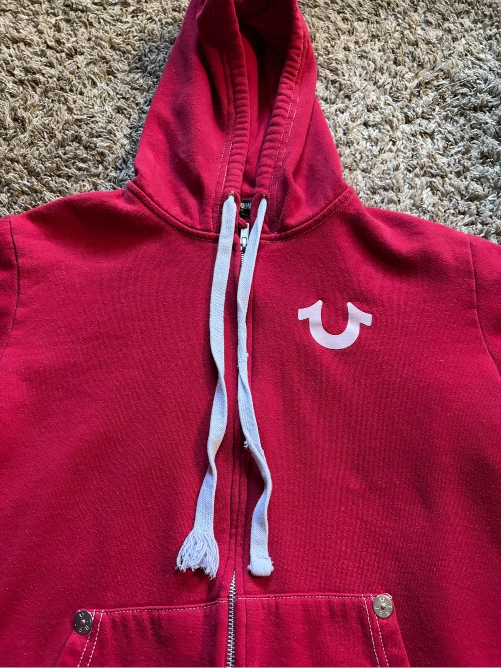 True Religion Red Hoodie - Logo Graphic Back